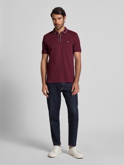 Christian Berg Men Regular Fit Poloshirt mit Reißverschluss Bordeaux 1