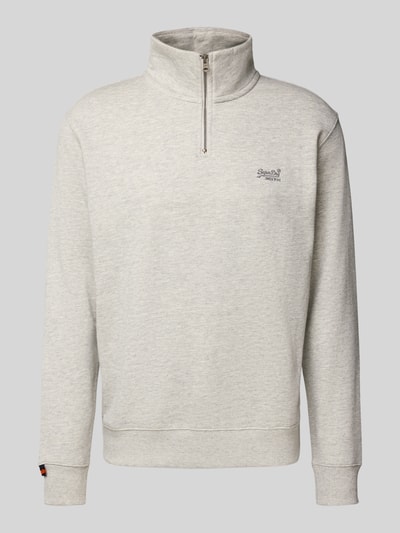 Superdry Sweatshirt mit Troyer-Kragen und Logo-Stitching Hellgrau 2