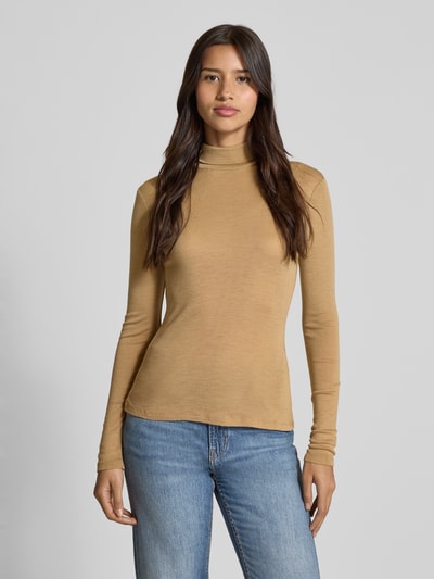 Weekend Max Mara Slim fit shirt met lange mouwen van een mix van wol en zijde, model 'TESEO' Camel - 4