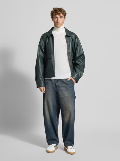 BLKVIS Rollkragenpullover mit gerippten Abschlüssen Modell 'Script' Offwhite 1