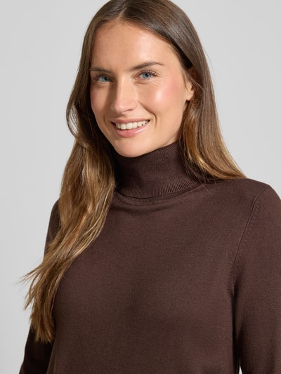 s.Oliver RED LABEL Regular Fit Rollkragenpullover aus Viskose-Mix Dunkelbraun 3