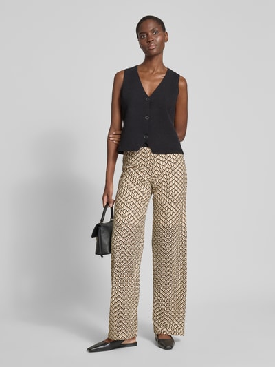 Raffaello Rossi Spodnie materiałowe z prostą nogawką i elastycznym pasem z logo model ‘ELAINE’ Beżowy 1