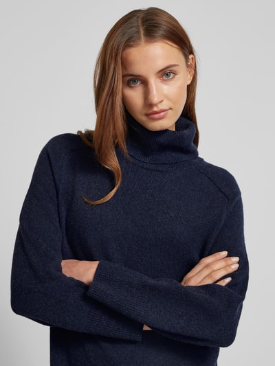 Gant Gebreide jurk met col, model 'HERRINGBONE' Donkerblauw - 3