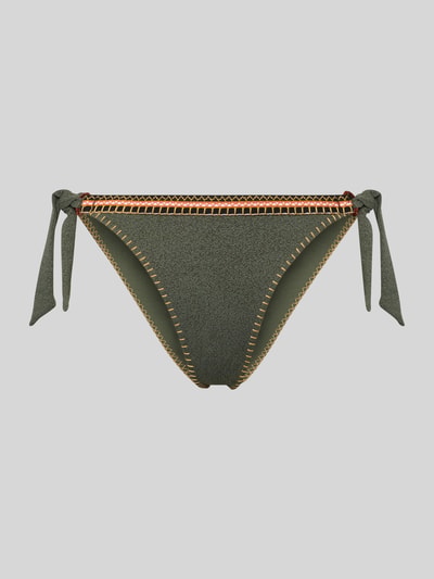 Productfoto, Bikini-Slip met striksluiting model 'SIMA SANTANY' van Banana Moon, olijfgroen, stiksels, materiaal-mix met stretch, aansluitende fit