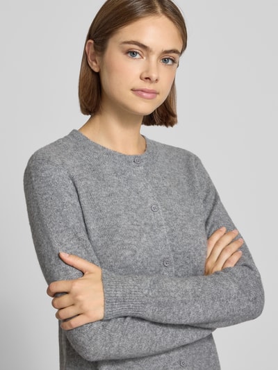 Pieces Regular fit gebreid jack met wol, model 'MALOU' Middengrijs gemêleerd - 3