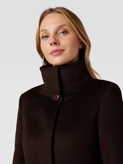 Max Mara Studio Płaszcz z żywej wełny ze stójką Ciemnobrązowy 3