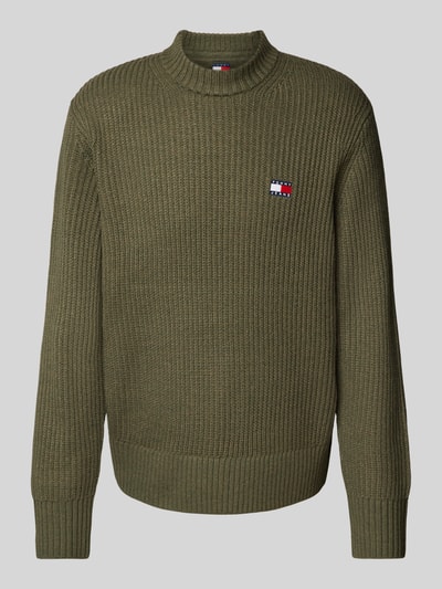 Tommy Jeans Strickpullover mit Logo-Stitching Oliv 2