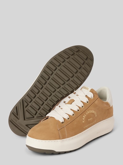 Karl Lagerfeld Ledersneaker mit Label-Print Modell 'KAPRI' Beige 4