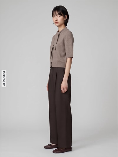 CAMBIO Fashion Fit Bundfaltenhose mit Schurwoll-Anteil Modell 'Addison' Dunkelbraun Melange 1