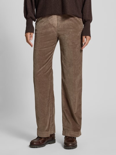Raphaela By Brax Slim Fit Cordhose mit elastischem Bund Modell 'Pam Flared' Taupe 4
