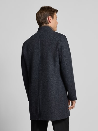 Tom Tailor Denim Regular fit wollen lange jas met all-over motief  Zwart - 5