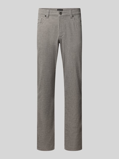 Produktfoto, Regular Fit Hose mit Eingrifftaschen Modell 'Cordoba' von bugatti aus Baumwoll-Mix mit Viskose, graue Struktur, klar geschnitten