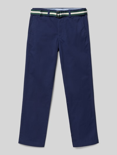 Productfoto, Regular Fit Chino uit katoenmix Model 'BEDFORD-PANTS-FLAT' van Polo Ralph Lauren Teens, look: effen, met logostitching, stoffen riem, steekzakken en achterzakken, materiaal: katoenmix
