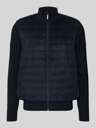 bugatti Strickjacke mit Stehkragen und Steppnähten Marine 2