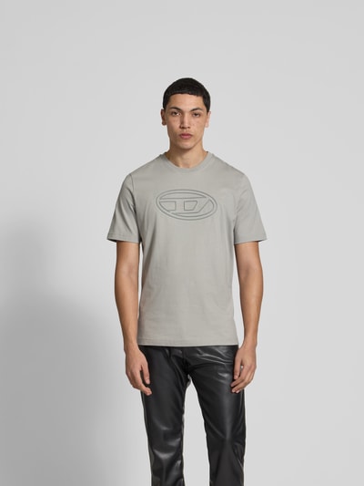 Diesel T-Shirt mit Label-Detail Hellgrau 4