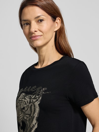 Guess T-shirt z nadrukiem z motywem model ‘TIGER FACE’ Czarny 3