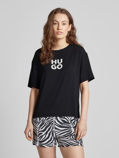 HUGO T-Shirt mit Label-Print Modell 'MAKENA' Black 4