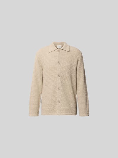 Produktfoto, Cardigan aus Baumwoll-Mix von Closed in Beige mit Strukturmuster, lockere Passform, Umlegekragen, durchgehende Knopfleiste.