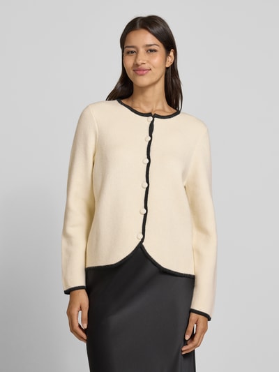 ICHI Kurtka z dzianiny z okrągłym dekoltem model ‘BRICA’ Złamany biały 4