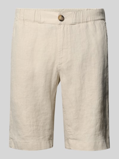 Mazine Regular fit korte linnen broek met steekzakken Offwhite - 2