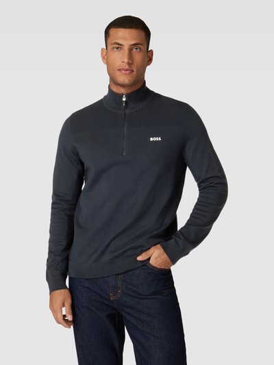 BOSS Green Strickpullover mit Label-Print Modell 'Momentum' Marine 4