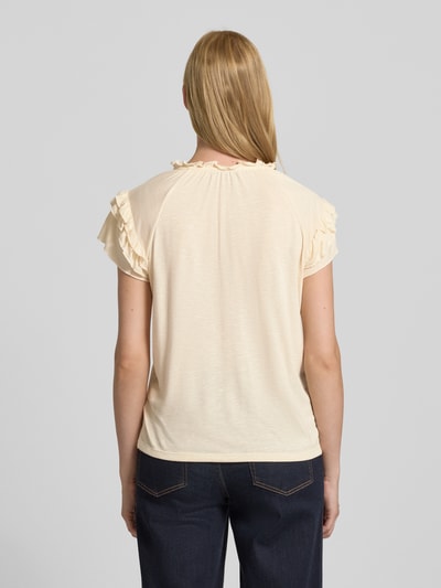 Zero T-shirt z falbanami i wiązaniem Écru 5