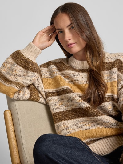 MSCH Copenhagen Sweter z dzianiny z mieszanki wełny lana model ‘Constance’ Musztardowy 3