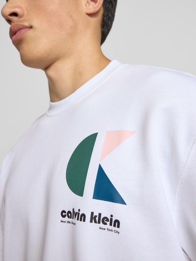 Calvin Klein Jeans Sweatshirt mit Label-Print Weiss 3