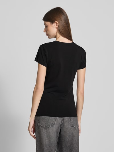 ARMANI EXCHANGE T-shirt z wyhaftowanym logo i dekoltem w serek Czarny 5