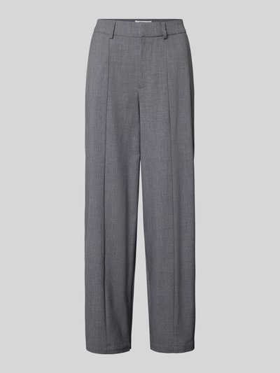 Produktfoto, Regular Fit Hose mit Viskose-Anteil Modell 'ISADORA' von ONLY, Optik: Unifarben Melange, Material-Mix Webware, Nahtdetails, Gürtelschlaufen, Schiebehaken mit verdecktem Reißverschluss, seitliche Eingrifftaschen