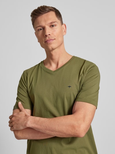 Fynch-Hatton T-Shirt mit V-Ausschnitt Khaki Melange 3