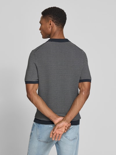 DRYKORN Slim Fit Strick-Poloshirt in Two-Tone-Machart Modell 'Triton' Dunkelblau 5