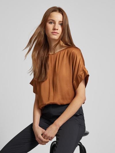 Stefanel Blouseshirt in effen design Middenbruin - 3