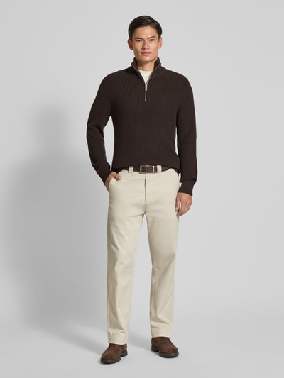 MCNEAL Strickpullover mit Troyer-Kragen Schoko 1