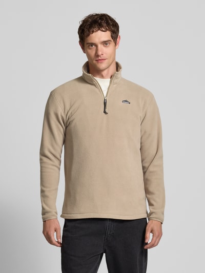 Superdry Fleecepullover met labelstitching en opstaande kraag Beige gemêleerd - 4