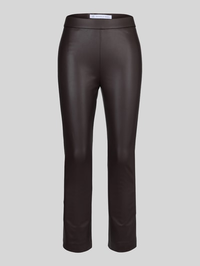 Raffaello Rossi Wide leg kunstleren broek van viscosemix model 'MACY' Donkerbruin - 1