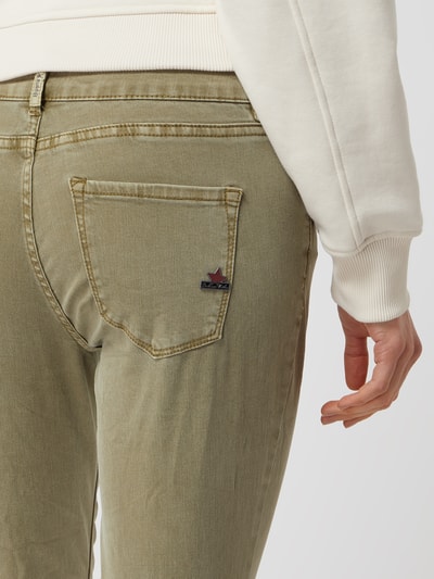 Buena Vista Slim fit jeans met labelapplicatie Olijfgroen - 3