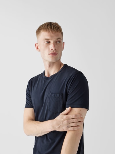 Officine Générale T-Shirt mit Brusttasche Dunkelblau 3