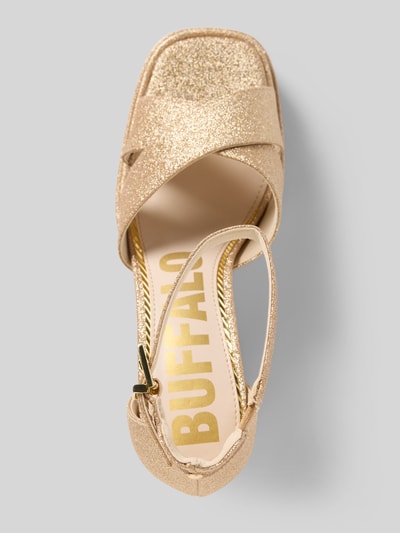 Buffalo Sandalen van leer met blokhak, model 'MAY' Goud gemêleerd - 3