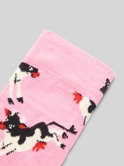 Happy Socks Sokken met motiefstitching, model 'Cow' Roze - 2