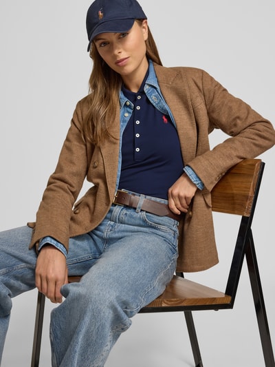 Polo Ralph Lauren Slim Fit Poloshirt mit Label-Stitching Modell 'JULIE' Dunkelblau 3