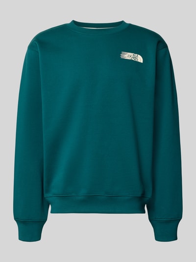 Produktfoto, Relaxed Fit Sweatshirt aus Baumwoll-Mix von The North Face in Petrol mit Logo-Print, Rundhalsausschnitt, elastische Abschlüsse