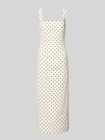 Produktfoto, Cocktailkleid im Allover-Look Modell 'Jana' von Forever New aus beigem Leinen-Mix mit schwarzen Punkten, gerader Schnitt, Midikleid, strukturierte Textur