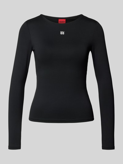 HUGO Slim fit shirt met lange mouwen van elastische jersey, model 'DASIIA' Zwart - 2