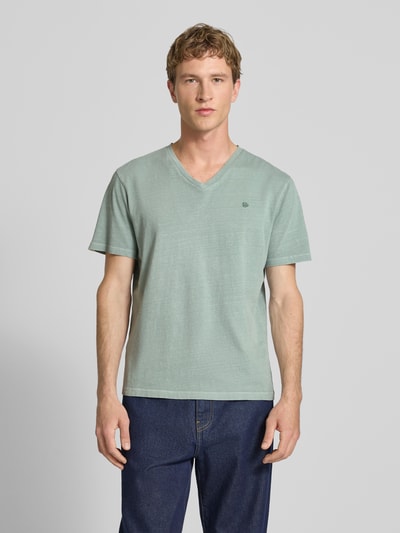 Superdry T-Shirt aus Baumwoll-Leinen-Mix mit V-Ausschnitt Schilf 4