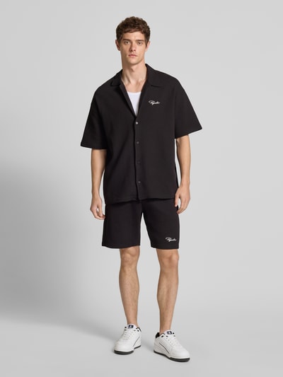 Pegador Regular fit sweatshorts met structuurmotief, model 'Signar' Zwart - 1