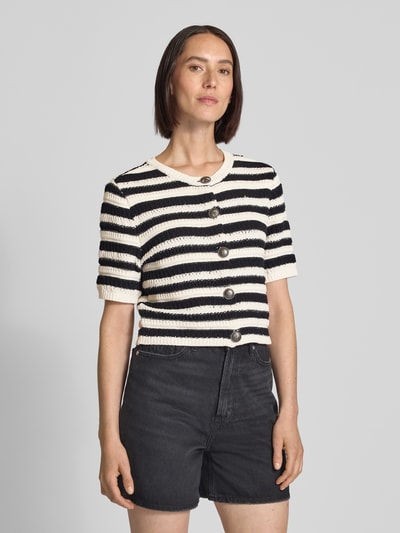 Gestuz Gebreid jack met ronde hals, model 'sailie' Zwart - 4