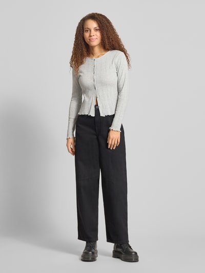 PIECES Kardigan o kroju slim fit z mieszanki bawełny i wiskozy model 'MARIE' Jasnoszary 1