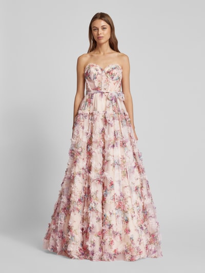 Luxuar Abendkleid mit Rüschen Rosa 4