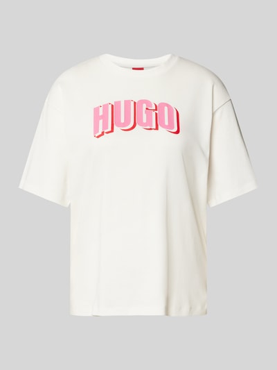 HUGO T-Shirt mit Label-Print Modell 'Dazalena' Offwhite 2